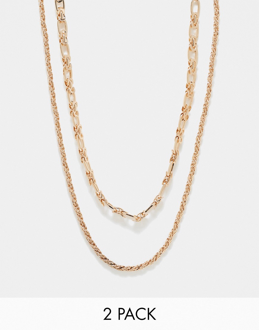 2 pack necklace set in gold tone