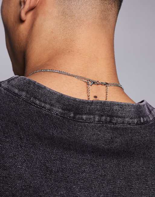 ASOS DESIGN 2 pack necklace with molten pendants in silver tone
