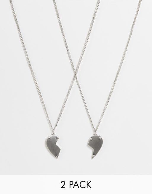 Half heart outlet necklace silver