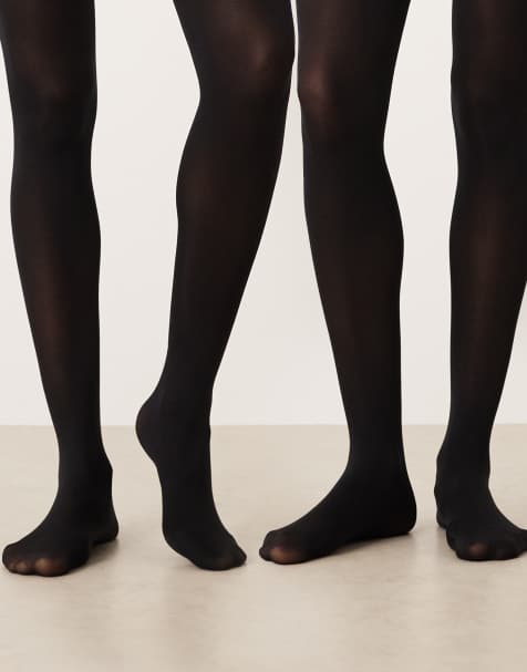 ASOS DESIGN 2 pack of 120 denier tights in black - view 1