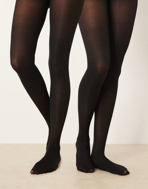 ASOS DESIGN 2 pack of 40 denier tights in black - view 1