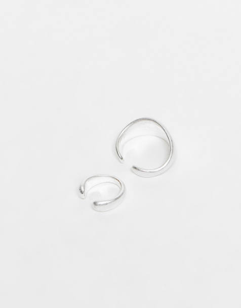 ASOS DESIGN 2 pack of molten ear cuffs in silver tone - view 1