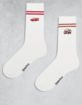 [ASOS DESIGN] ASOS DESIGN 2 pack of socks with Disney's Mater and McQueen embroidery in white 43-48 WHITE