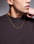 [ASOS DESIGN] ASOS DESIGN 2 pack of waterproof stainless steel chain necklaces in gold tone No Size GOLD