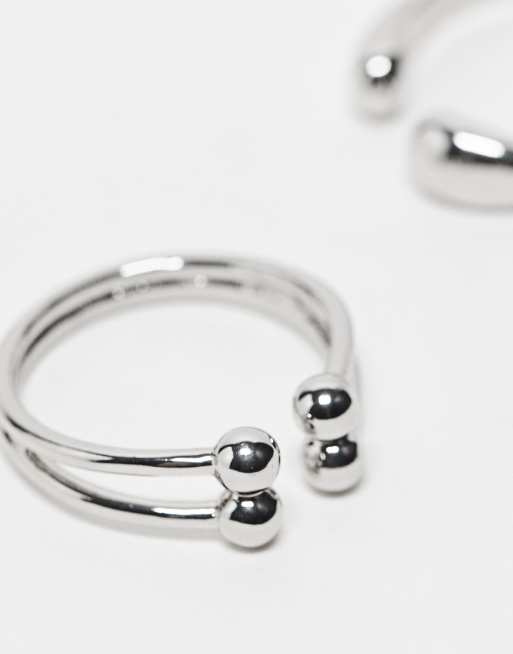ASOS DESIGN 2 pack open rings in silver | ASOS