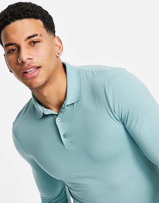 ASOS DESIGN 2 pack organic long sleeve muscle fit polo