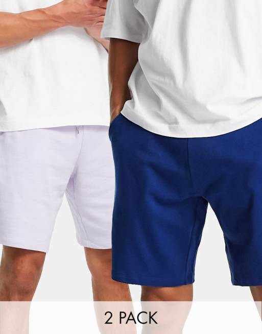 ASOS DESIGN 2pack oversized jersey shorts in lilac and navy blue ASOS