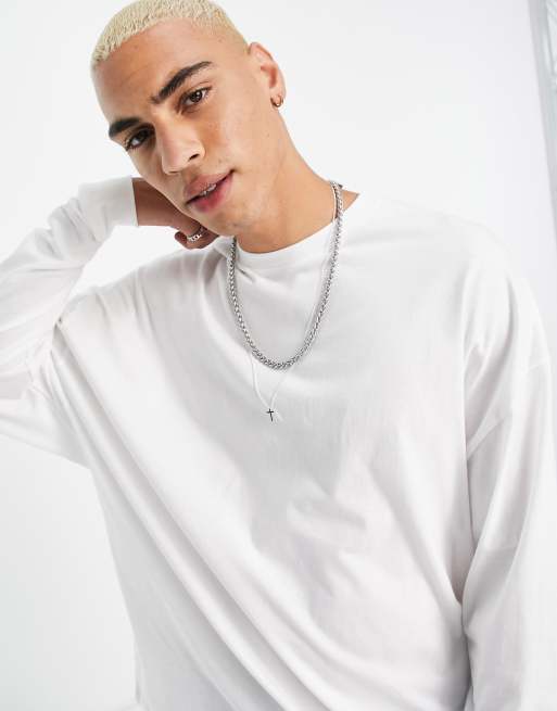 ASOS DESIGN 2 pack oversized long sleeve t-shirt in white