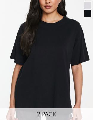 ASOS DESIGN 2 pack oversized t-shirt in black & white