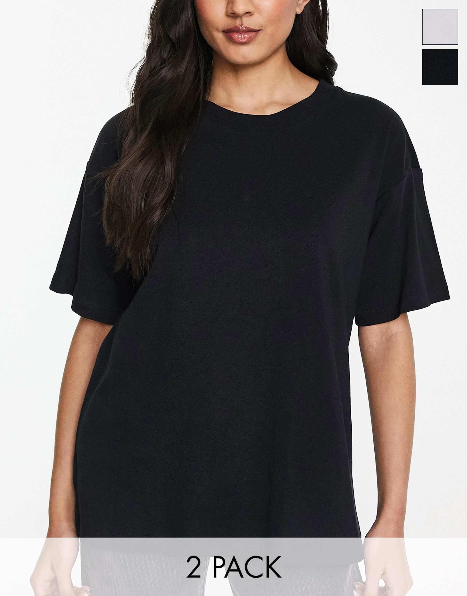 asos design 2 pack oversized t-shirt in black & white