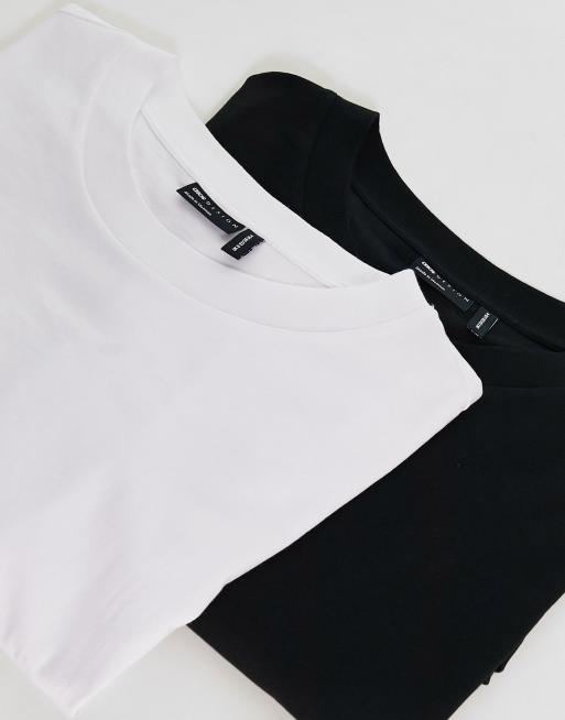 ASOS DESIGN 2 pack oversized t-shirt in black & white