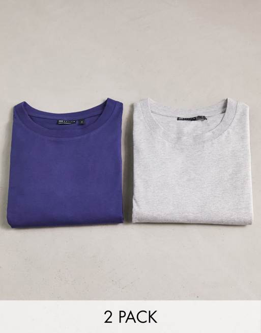 ASOS DESIGN 2 pack oversized t-shirt in navy and grey marl