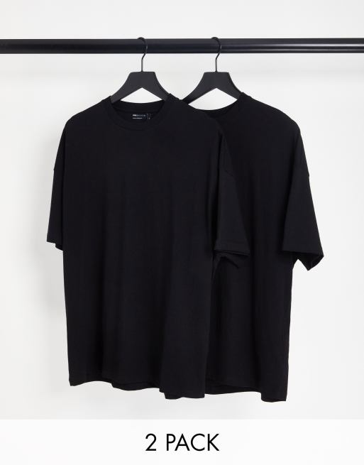 ASOS DESIGN 2 pack oversized t-shirt with crew neck in black | ASOS