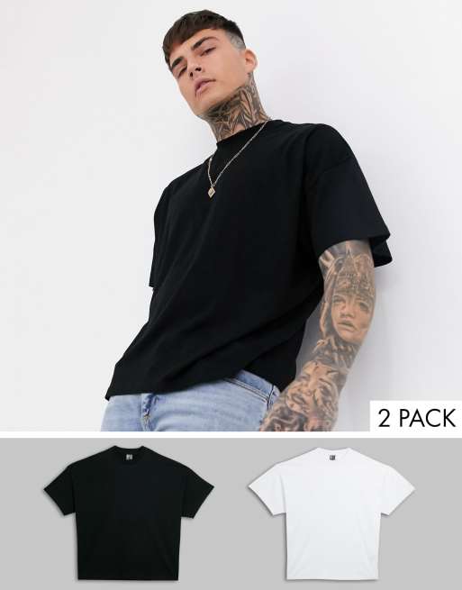 ASOS DESIGN 2 pack oversized t-shirt with crew neck save | ASOS