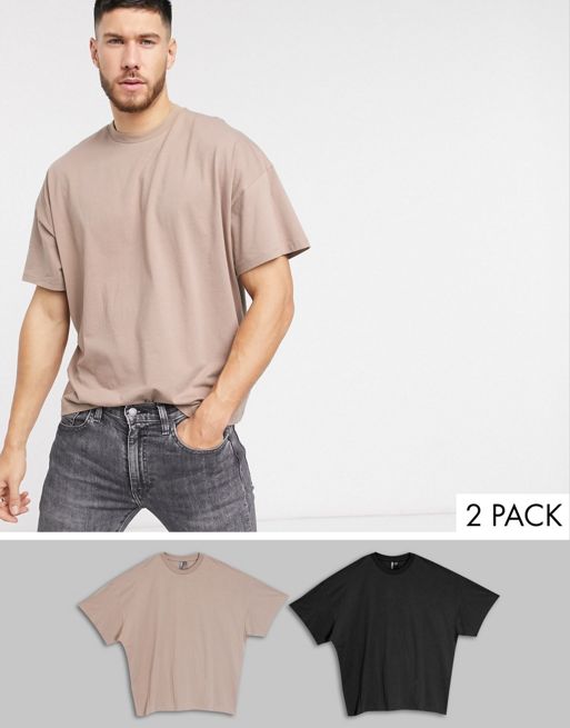 ASOS DESIGN 2 pack oversized t-shirt with crew neck save | ASOS