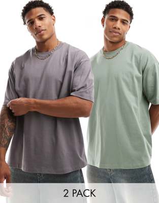 Asos Design 2 Pack Oversized T-shirts In Multi