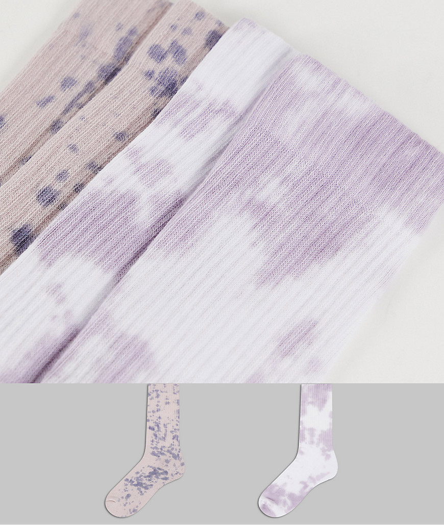 ASOS DESIGN 2-pack paint splatter marbled sports socks-Multi