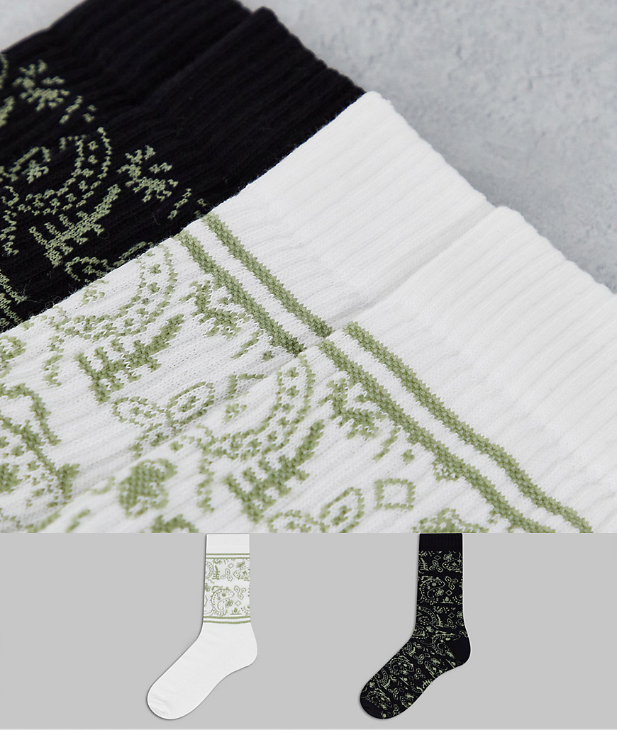 ASOS DESIGN 2-pack paisley sports socks-Multi