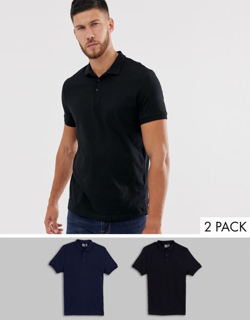ASOS DESIGN – 2-pack pikétröjor i jersey – Spara