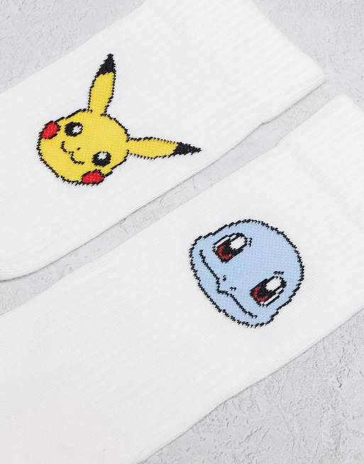 ASOS DESIGN 2 pack Pokemon character graphic socks in ecru | ASOS