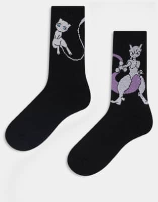 ASOS DESIGN 2 pack Pokmon Mew socks in black