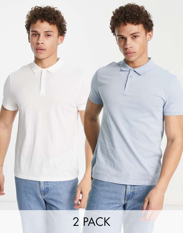 ASOS DESIGN 2 pack polo in multi