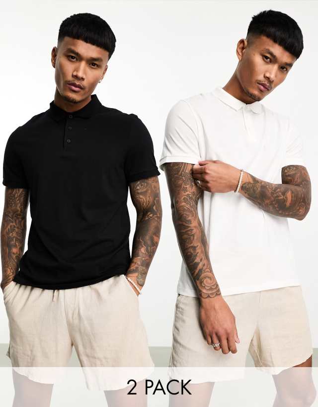 ASOS DESIGN 2 pack polo in multi