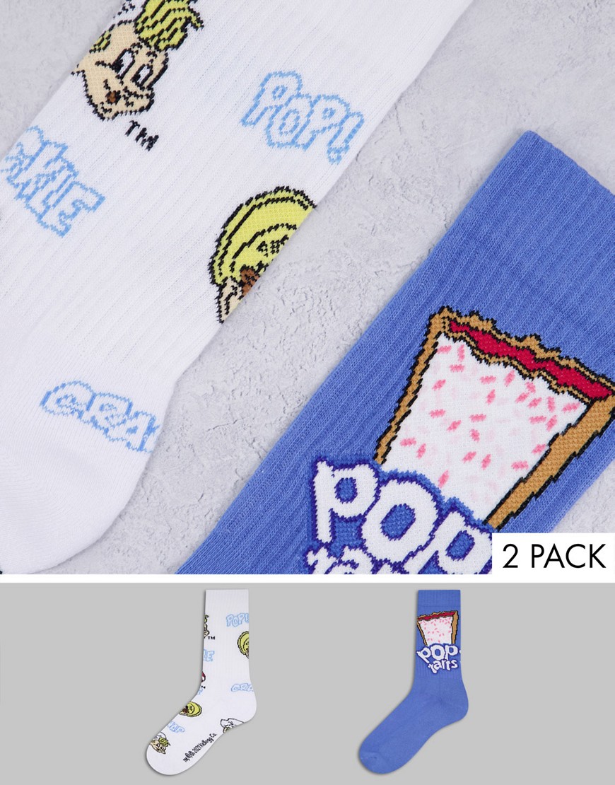 ASOS DESIGN 2 pack Pop Tarts socks-Multi