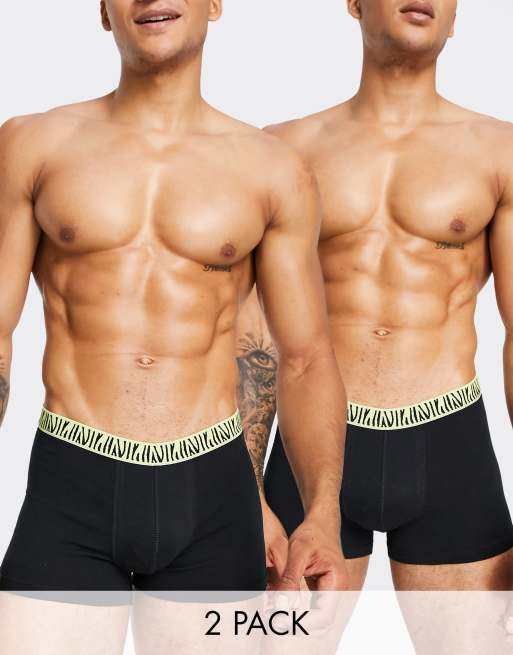 ASOS DESIGN 2 pack printed trunk with animal waistband 