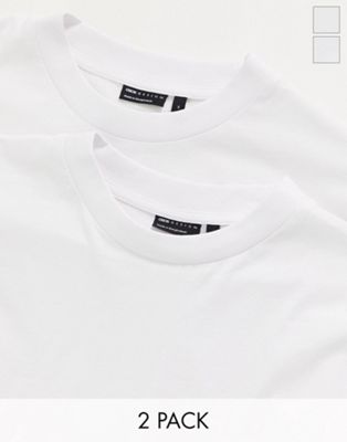ASOS DESIGN 2 pack relaxed t-shirt with crew neck in white