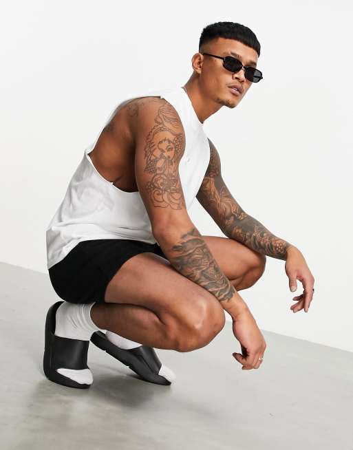 ASOS DESIGN 2 pack relaxed vest with dropped armhole in black and white, 4 of 4