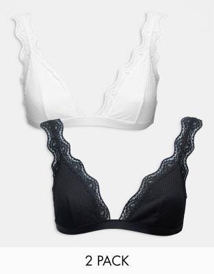 Women Lace Bra Black And White Pack Of 2