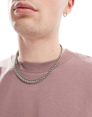 2 pack rope and chunky chain necklace in silver tone