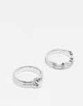 [ASOS DESIGN] ASOS DESIGN 2 pack rope band rings in silver tone S-M SILVER