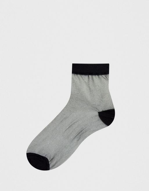 ASOS DESIGN sheer J'adore sock in black