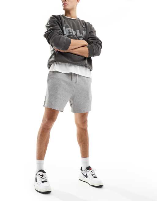 ASOS DESIGN 2 pack shorter length slim shorts in black and gray heather