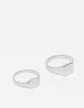 [ASOS DESIGN] ASOS DESIGN 2 pack signet rings in silver tone L-XL SILVER