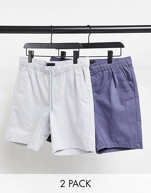 Men 2 pack skinny chino shorts in grey & stone save 