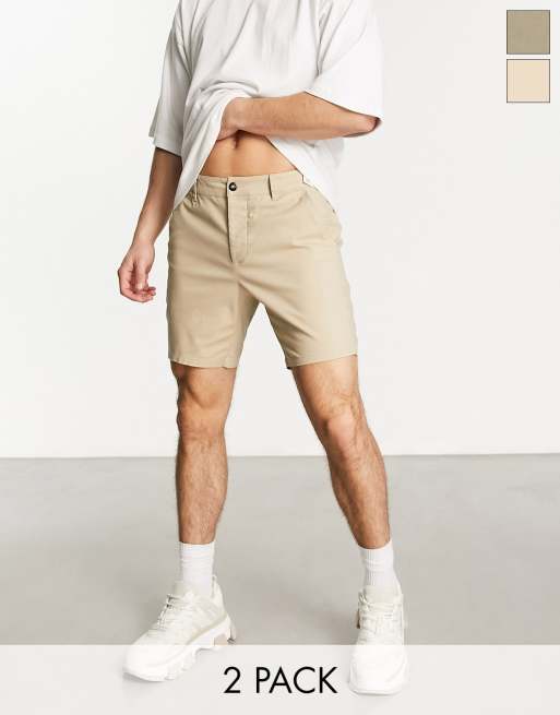 Mens skinny khaki store shorts