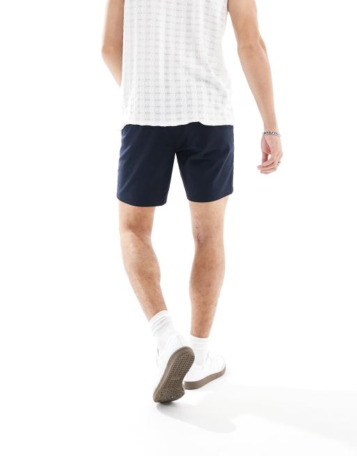 ASOS DESIGN 2 pack skinny chino shorts in stone & dark navy save, 4 of 5