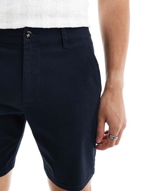 ASOS DESIGN 2 pack skinny chino shorts in stone & dark navy, 3 of 5