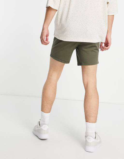 ASOS DESIGN 2 pack skinny chino shorts with elasticated waist in khaki and beige, 2 of 4