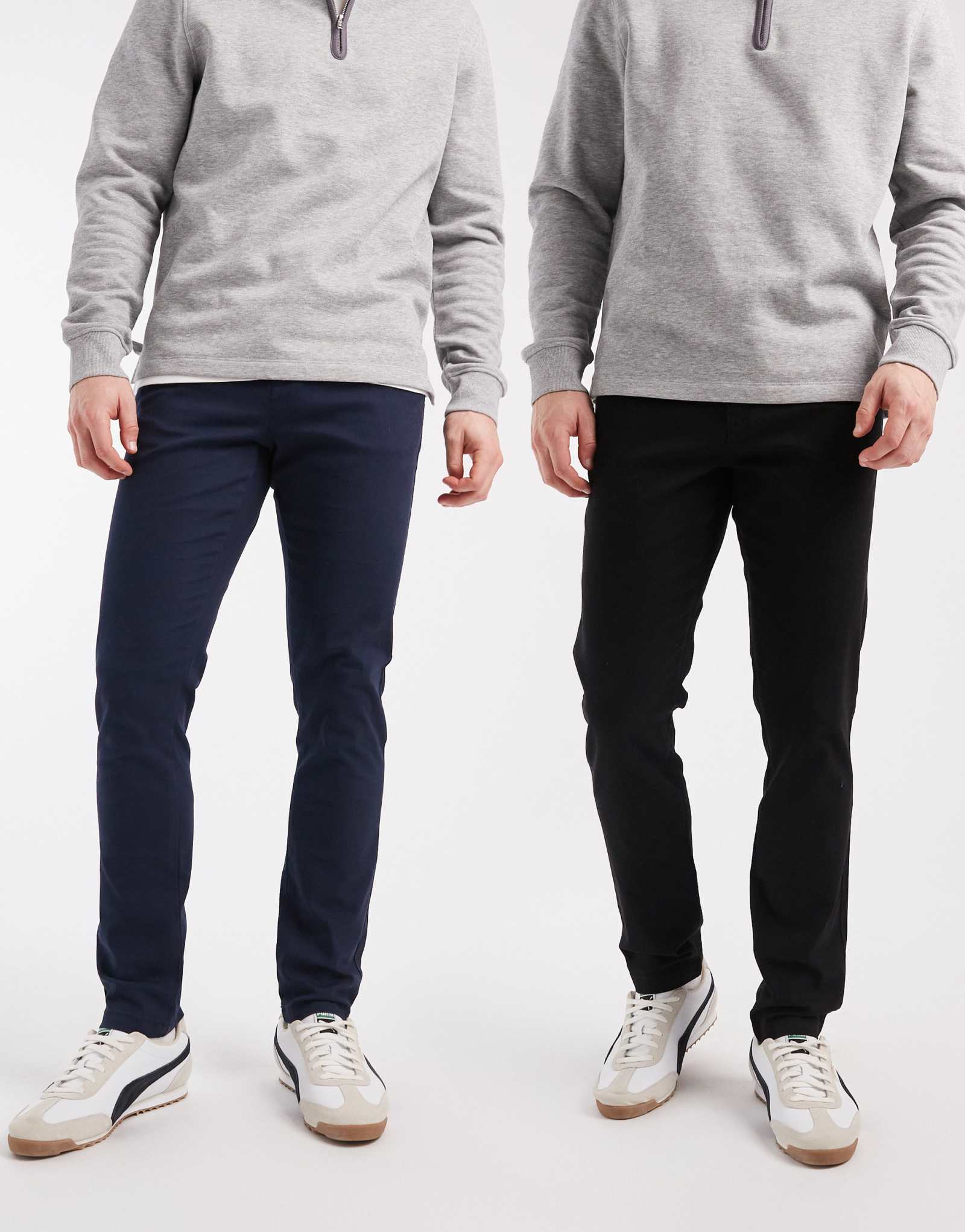 Зауженные брюки-чиносы ASOS DESIGN из 2-х комплектов черного и темно-синего цветов