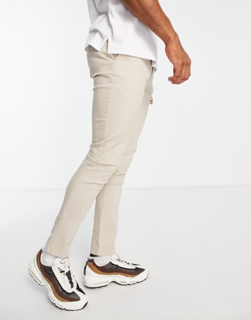 ASOS DESIGN 2 pack skinny chinos in light beige and navy, 3 of 4