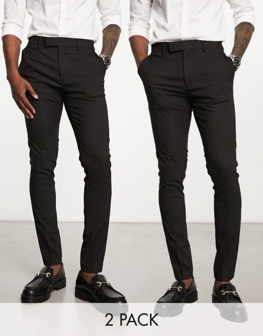 Black Casual Pants With Double Belt Loop