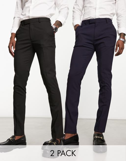 slacks plain black pants with 2 pocket s~2xl