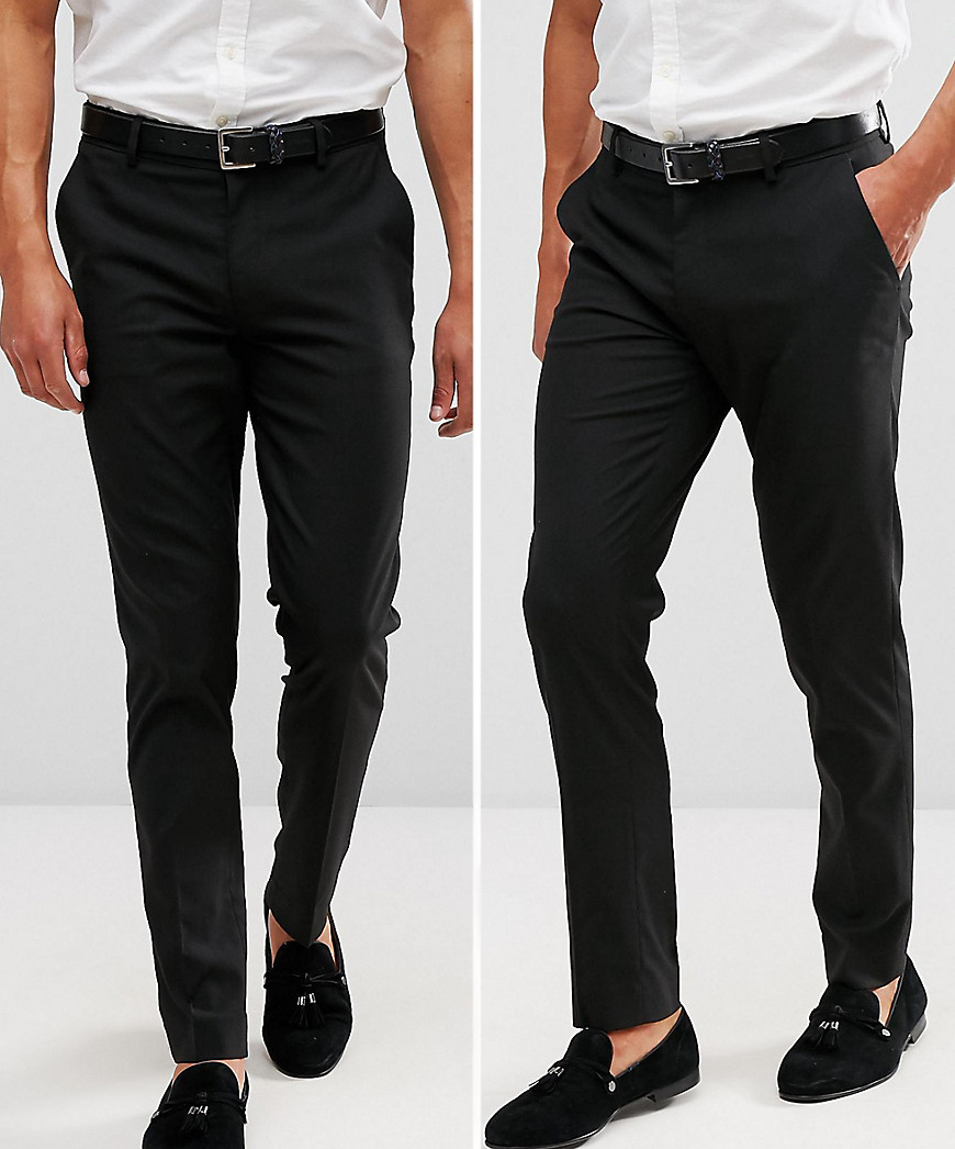 ASOS DESIGN 2 pack skinny smart trousers in black SAVE