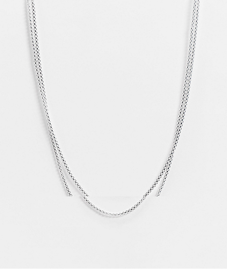 ASOS DESIGN 2 pack slim box chain necklace in silver tone