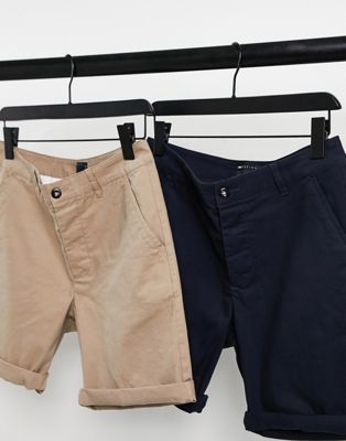 エイソス ASOS DESIGN 2 pack slim smart shorts in stone and navy メンズ Kokunai  Hassou - ブリーフ - padelnostro.it