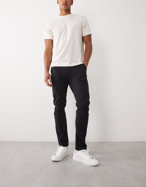 ASOS DESIGN 2 pack slim chinos in charcoal and black, 2 of 5